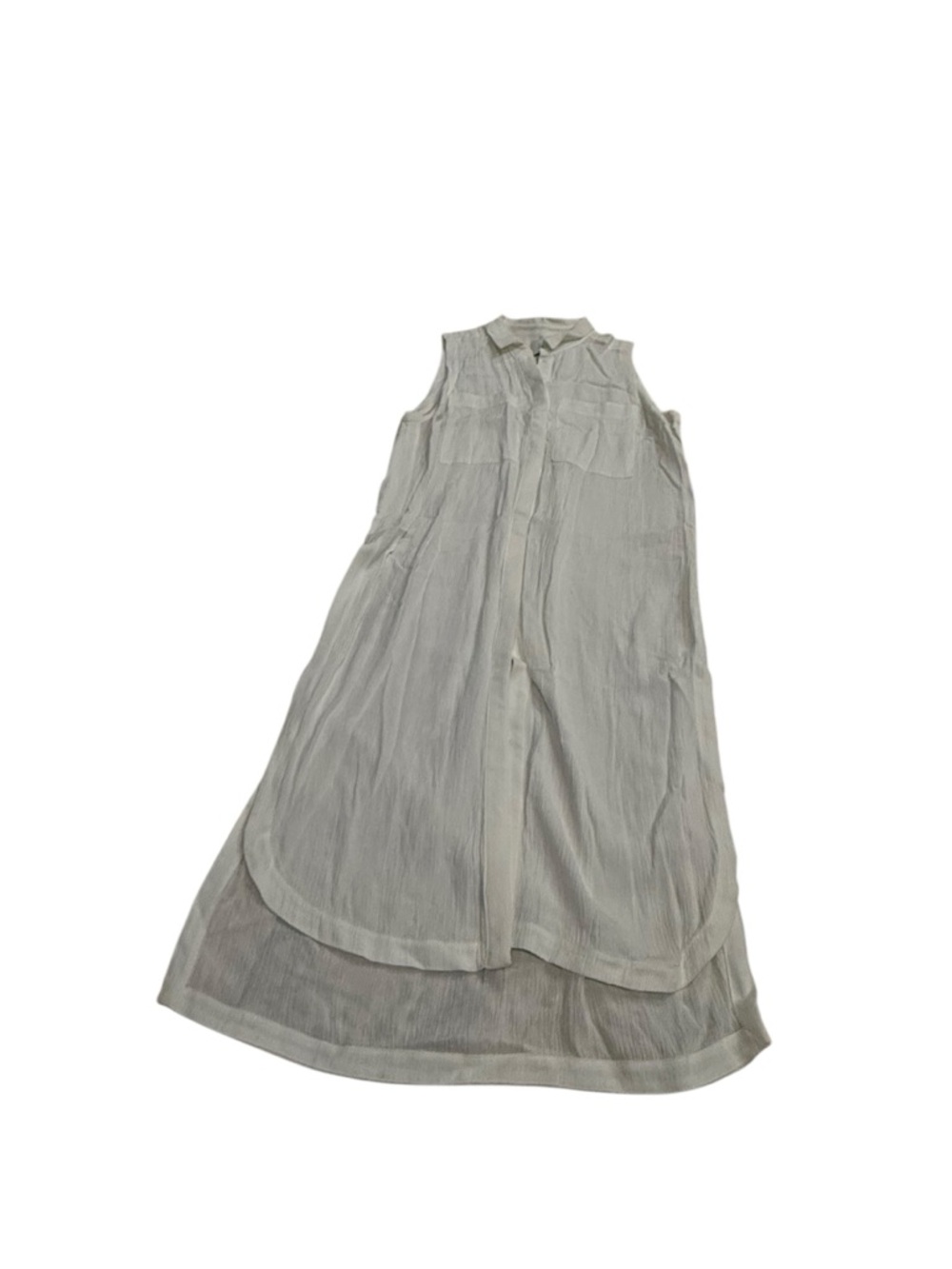 Anthropologie HD in Paris White Sleeveless Tunic Top XS Semi Sheer Button Front - Picture 11 of 11